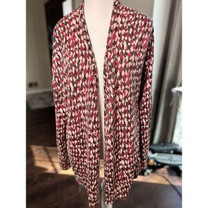 Doncaster Collection XL Red Green Silk/Cashmere Long Sleeve Cardigan‎ Holidays